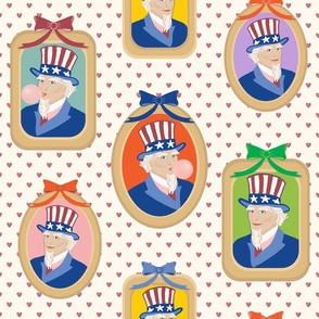 Uncle Sam Portrait Blowing Bubble Gum - Patriotic USA