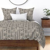 Gray Bamboo Textured Linen Wallpaper - Chic Boho Zen Decor
