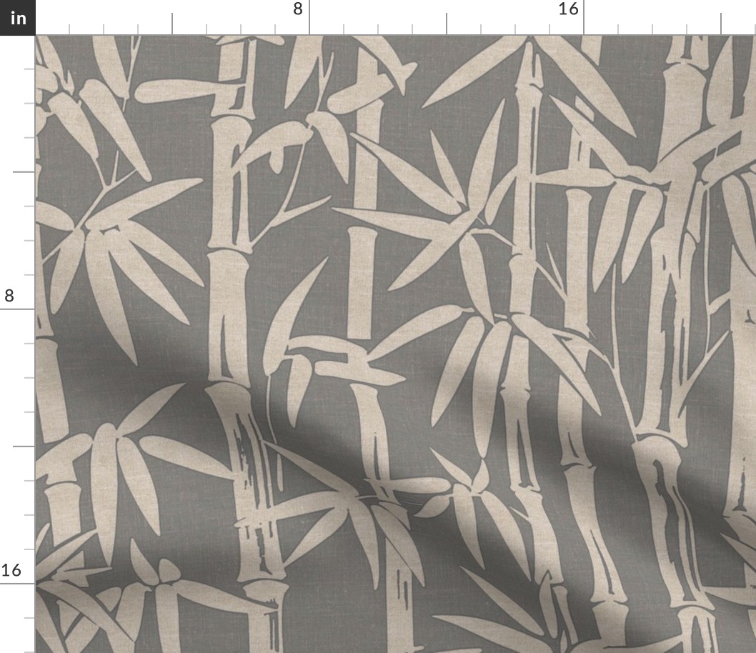 Gray Bamboo Textured Linen Wallpaper - Chic Boho Zen Decor