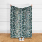 Teal Bamboo Textured Linen Look Wallpaper - Boho Minimalist Zen Decor