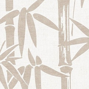 Bohemian Minimalist Zen Decor - Bamboo  White Textured Linen Look