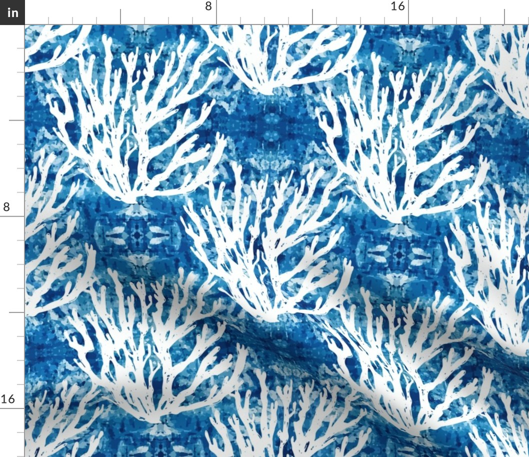 tie dye coral indigo ocean ice dye bohemian beach house fabric
