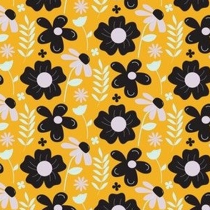  Floral design on yellow background