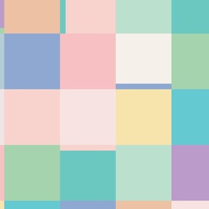 Large - Pastel abstract rainbow checkerboard design - calming checks