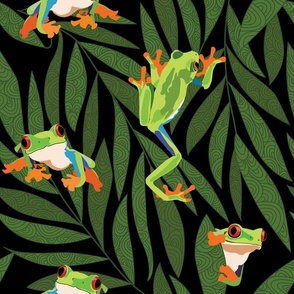 Playful & Charming Tree Frog with leaf pattern