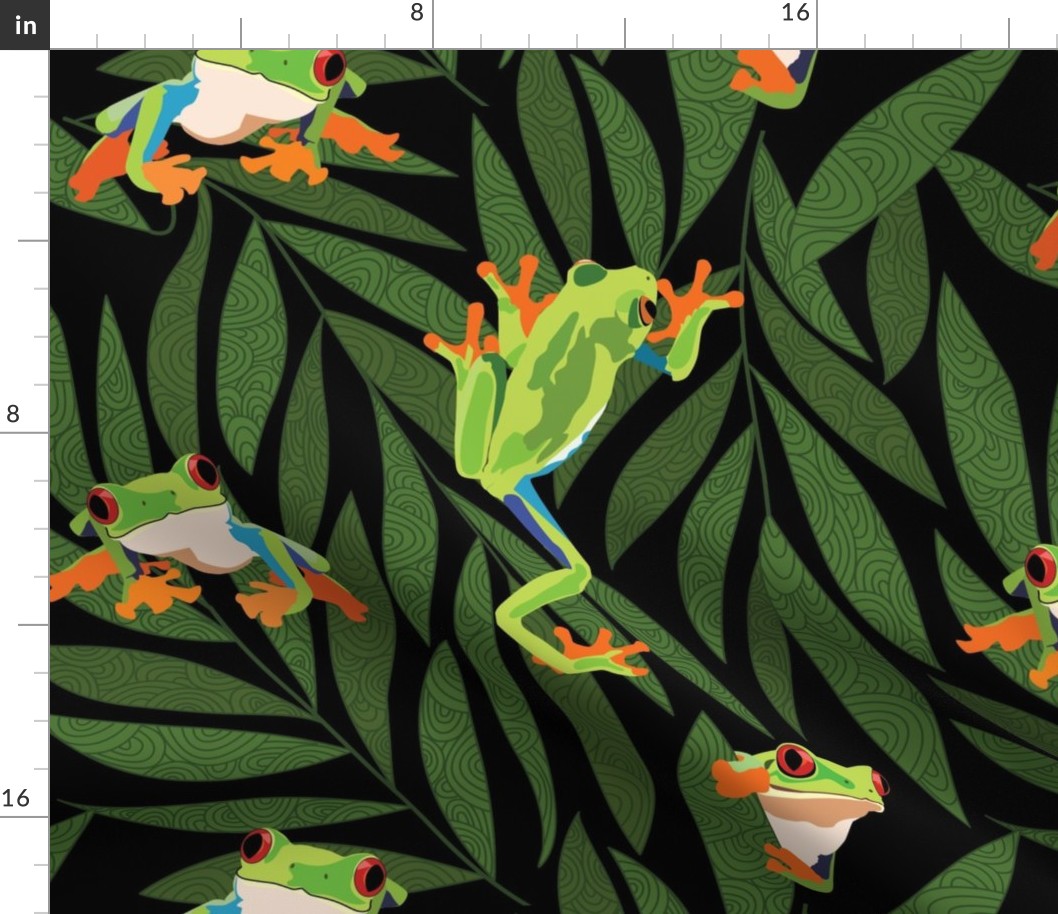 Playful & Charming Tree Frog with leaf pattern