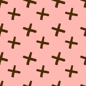 Pink and brown criss-cross pattern
