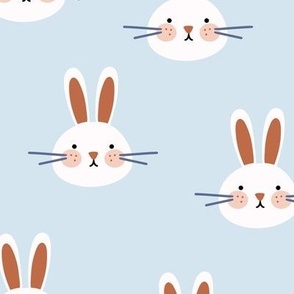 9x9 Cute  Easter bunnies  on light blue 