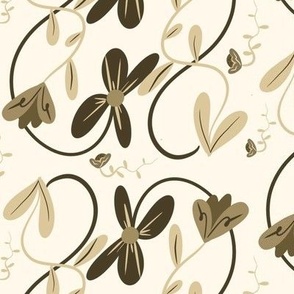 Brown Floral Pattern 70s Inspired