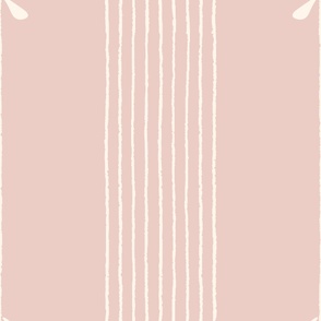 Extra Large_Hand Drawn White Butterflies and Stripes on Light Dusty Pink Background