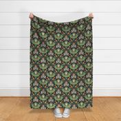 Frog and Lotus in Green and Navy – Medium Scale
