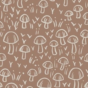 Little mushrooms field _brown
