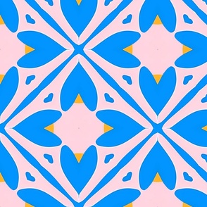 Pink & Blue Floral Tile Design