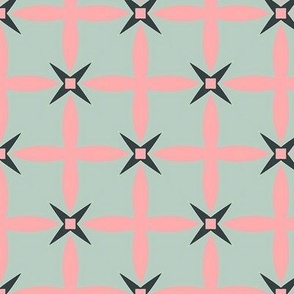 Gray Mint Green and Pink Geometric Pattern