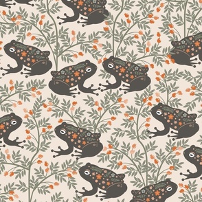 ( M ) folk frogs with branches and berries