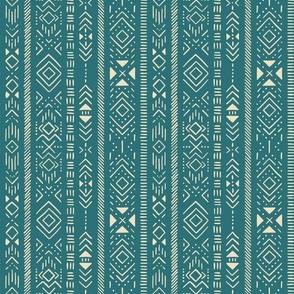 Boho stripes teal beige