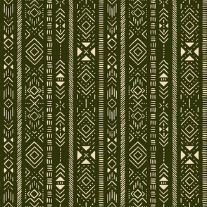 Boho stripes dark green beige