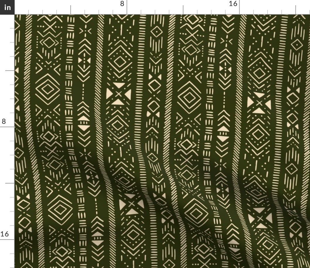 Boho stripes dark green beige