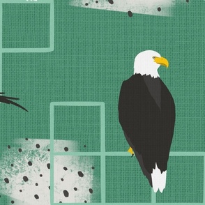 Bald Eagles Abstract - Green Large Scale