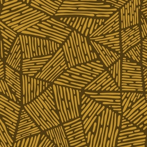 (L) striped boho mosaic - boho blender in brown and mustard yellow