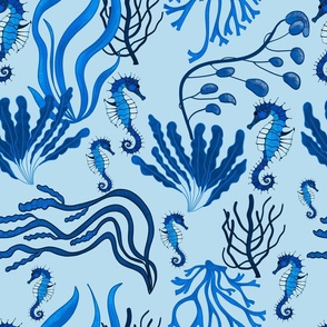 Seabed with Seahorses and Seaweeds