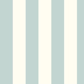 Medium Cabana stripe - sea glass green on cream white - Candy stripe - Awning stripes - Striped wallpaper