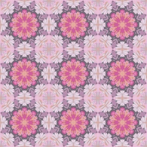 Ortensia Retro Geometric Floral in Pink and Purple