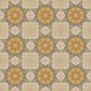 Ortensia Retro Geometric Floral in Beige, Pink and Green