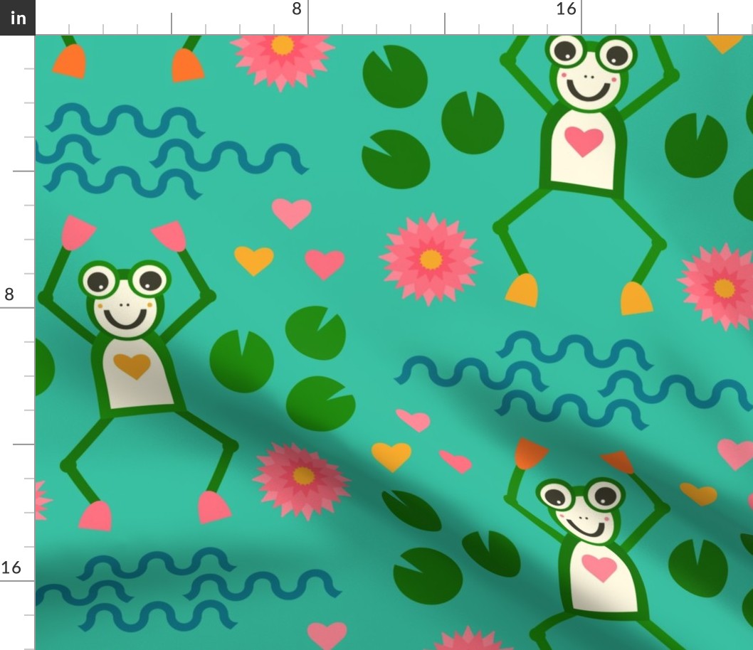 Happy-retro-leap-year-frog-with-water-lilly-and-hearts-L-large