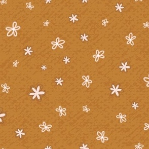 Mustard Beige Winter Garden Ditsy Floral 