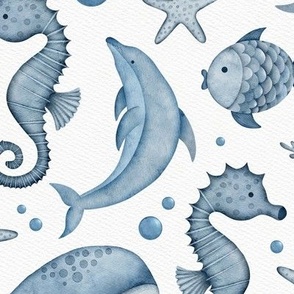 Whimsical watercolor ocean animals beachy theme