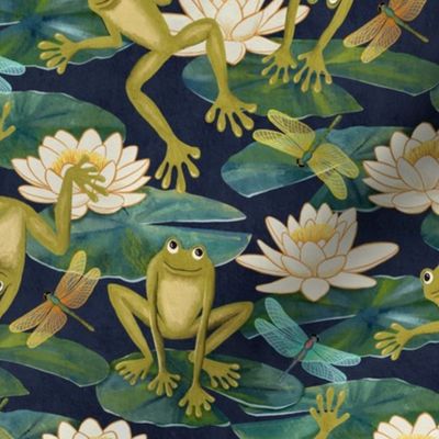 Lucky Leap Frogs and Lush Lily Pads Medium Print