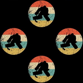 Retro Hockey Goalie Sports Icon Repeating Pattern Black