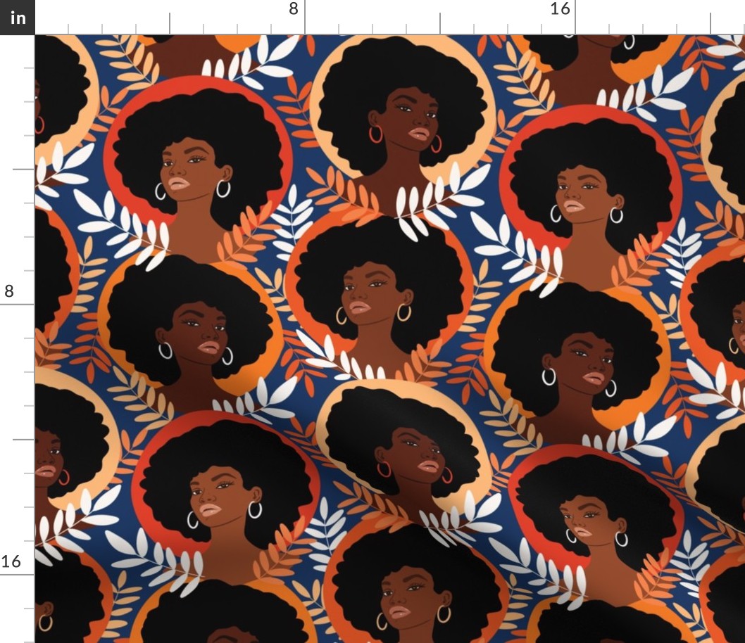 African American black women WB24 navy and orange large scale