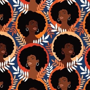 African American black women WB24 navy and orange medium scale