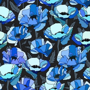 blue poppies, blue flowers field
