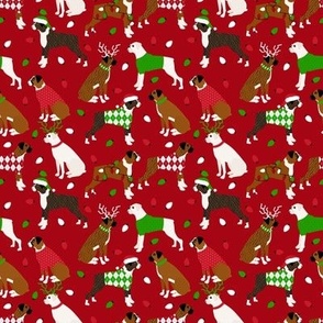 Boxer Dog Christmas Red Small Scale