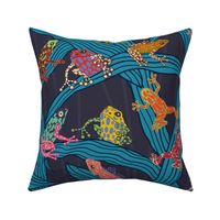 Eclectic frog party blue navy and turquoise 