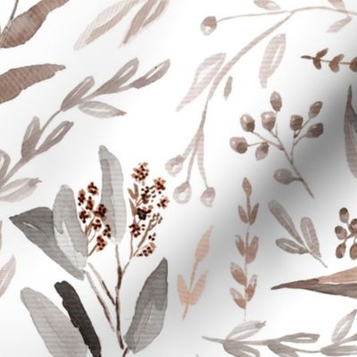 Eucalyptus Leaves Botanical Pattern Earth Tones