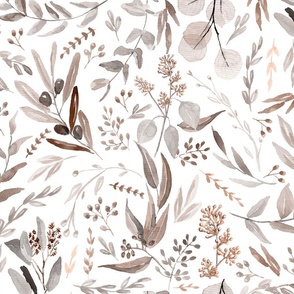 Eucalyptus Leaves Botanical Pattern Earth Tones