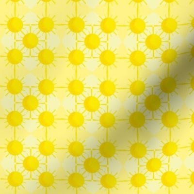 Yellow geometric suns, small scale