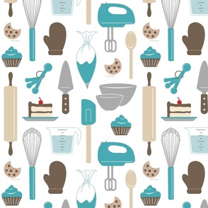 Turquoise Baking Pattern - Medium Scale