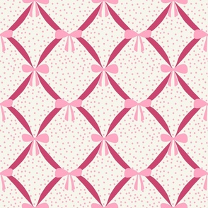 Pink bows with polka dot on cream