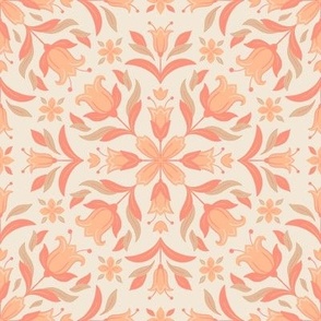 Quatrefoil Bluebells Bursting in Pantone Peach 