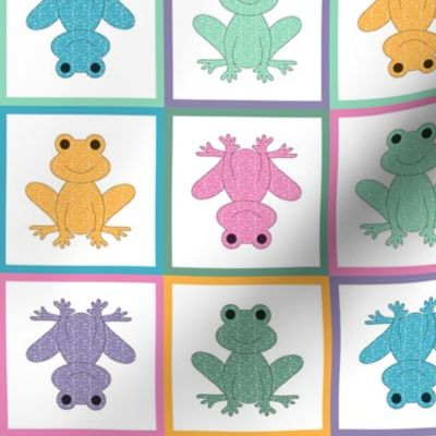 Colorful Frog Windowpane Grid in Pink, Blue, Mint, Green, Orange, Purple and White - Medium