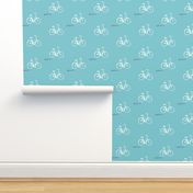 Bicycle Ride - Turquoise and White - Medium 