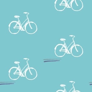 Bicycle Ride - Turquoise and White - Medium 