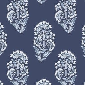 Lola block print Floret BM Jet Blue  SMALL SCALE