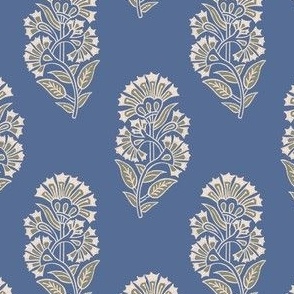 Lola block print Floret Blue Nova SMALL SCALE