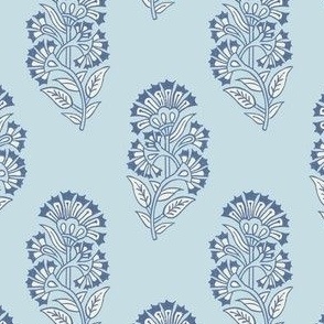 Lola block print Floret Polar sky SMALL SCALE